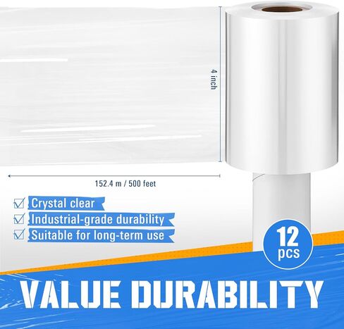 Frienda 6 Pcs 5 Inch Plastic Stretch Wrap Film Roll 500ft Clear Mini Moving Plastic Wrap Roll with Handle 80 Gauge Shrink Wraps Industrial Strength Shrink Film for Moving, Packing, Self Adhering in Saudi Arabia