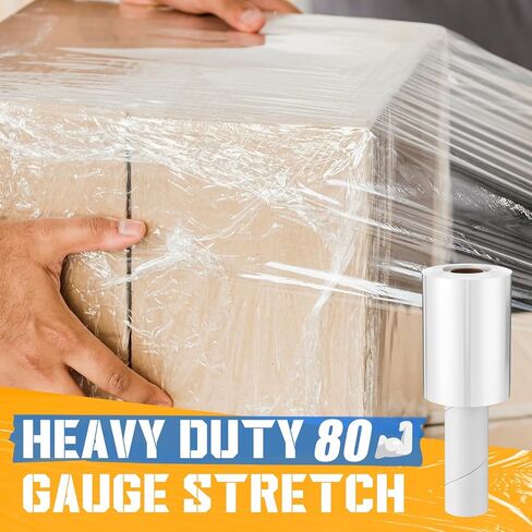 Frienda 6 Pcs 5 Inch Plastic Stretch Wrap Film Roll 500ft Clear Mini Moving Plastic Wrap Roll with Handle 80 Gauge Shrink Wraps Industrial Strength Shrink Film for Moving, Packing, Self Adhering in Saudi Arabia