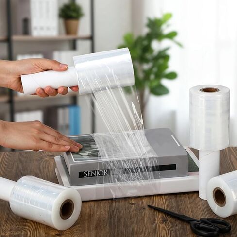 Frienda 6 Pcs 5 Inch Plastic Stretch Wrap Film Roll 500ft Clear Mini Moving Plastic Wrap Roll with Handle 80 Gauge Shrink Wraps Industrial Strength Shrink Film for Moving, Packing, Self Adhering in Saudi Arabia