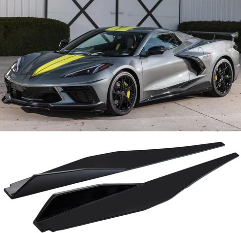 Side Skirt Fit for Corvette C8 2020-2024, Rocker Panel Body Kit Extension Exterior Accessories (Gloss Black) in Saudi Arabia