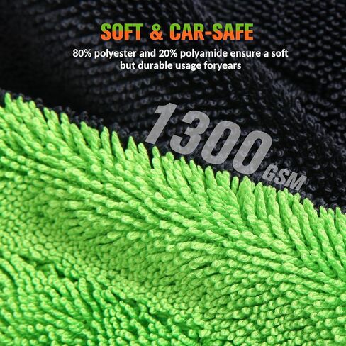 48"x24" XXL Car Drying Towel, 1300GSM Dual-Sided Microfiber Car Drying Cloth, Super Absorbent & Scratch-Free Lint-Free Wash Towel for Car, SUV, Truck & RV Cleaning (Machine Washable) in Saudi Arabia
