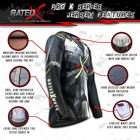 Machine X Men's Jersey Motocross Grey/Yellow MX, ATV, Dirt Bike Pro X Series in Saudi Arabia