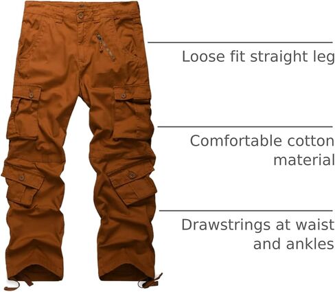 Men's Hiking Cargo Work Pants with 8 Pockets for Casual Army Combat Tactical in Kuwait