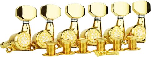 Guyker 6Pcs Guitar Locking Tuners (6 Right Handed) - 1:18 Ratio Lock String Tuning Key Pegs Machine Heads with Hexagonal Handle Replacement for LP SG Style Electric, Folk or Acoustic Guitars - Chrome in Kuwait