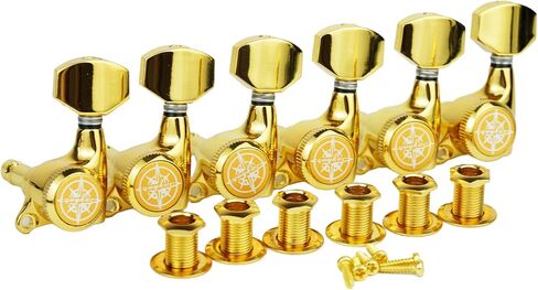 Guyker 6Pcs Guitar Locking Tuners (6 Right Handed) - 1:18 Ratio Lock String Tuning Key Pegs Machine Heads with Hexagonal Handle Replacement for LP SG Style Electric, Folk or Acoustic Guitars - Chrome in Kuwait