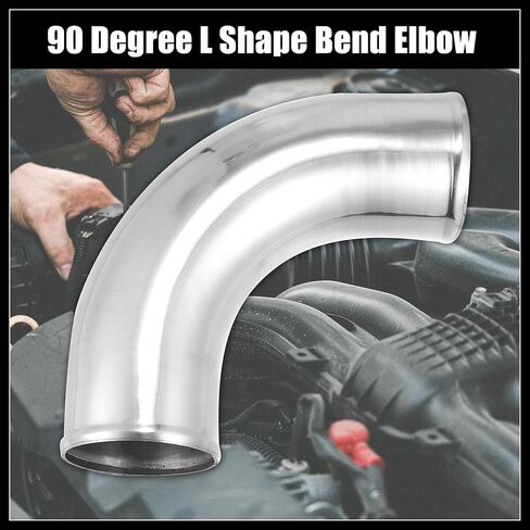 OD 3.5" 89mm Leg Length 4" 100mm Aluminum Alloy Tube Intercooler Pipe 90 Degree Bend Elbow Air Intake Tube Silver Tone for Car Durable Material in Saudi Arabia