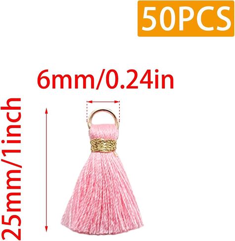 50 Pcs Red Mini Tassels - Premium Silky Craft Tassels for Jewelry, Keychains, Bookmarks & DIY Accessories (Small Charms for Bags/Gifts) in Saudi Arabia