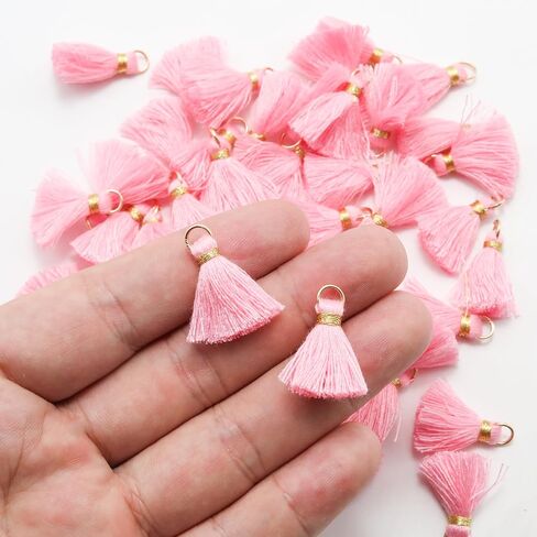 50 Pcs Red Mini Tassels - Premium Silky Craft Tassels for Jewelry, Keychains, Bookmarks & DIY Accessories (Small Charms for Bags/Gifts) in Saudi Arabia