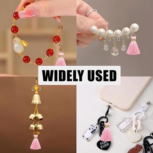 50 Pcs Red Mini Tassels - Premium Silky Craft Tassels for Jewelry, Keychains, Bookmarks & DIY Accessories (Small Charms for Bags/Gifts) in Saudi Arabia