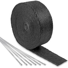 Black Exhaust Heat Wrap Roll, 2 Inch x 50 Ft, for Motorcycle Fiberglass Heat Shield Tape with Stainless Ties in Saudi Arabia