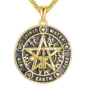 Sterling Silver Tetragrammaton Necklace for Women Men Abalone Shell Pentagram Pendant Necklace Wiccan Protection Amulet Pentacle Star Jewelry Gift for Wife Husband in Saudi Arabia
