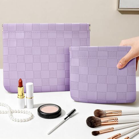 قطعتان من حقيبة مكياج صغيرة للسيدات للمحفظة، حقيبة مكياج صغيرة، منظم المحفظة، محفظة للعملات المعدنية، منظم ملحقات مستحضرات التجميل لأحمر الشفاه، منظم مجموعة السفر، مقاوم للماء ومحمول بسحاب ذاتي الغلق (أسود) in Kuwait