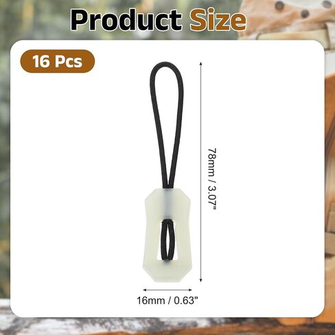 uxcell 16pcs Luminous Zipper Pulls, Zipper Puller Head Glow in The Dark Anti-Lost Extenders for Outdoor Mountaineering Camping Jackets Luggage Backpacks Handbags, White in Saudi Arabia