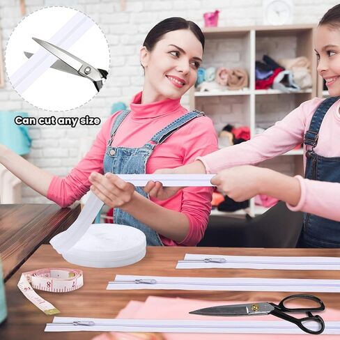 سحاب ملفوف من النايلون بطول 10 ياردات من DOITEM، #5 سحابات كبيرة لحقائب الخياطة اليدوية مع 20 قطعة منزلقة بديلة (أبيض، #5) in Kuwait