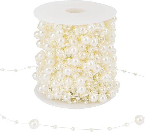 لؤلؤة حبة جارلاند لؤلؤة جارلاند لشجرة عيد الميلاد 98 قدمًا من اللؤلؤ الاصطناعي سلسلة من حبات اللؤلؤ سلسلة خرزة لفة من أجل باقة الحرف اليدوية المنزلية وحفلات الزفاف وحفلات عيد الميلاد (أحمر) in Kuwait