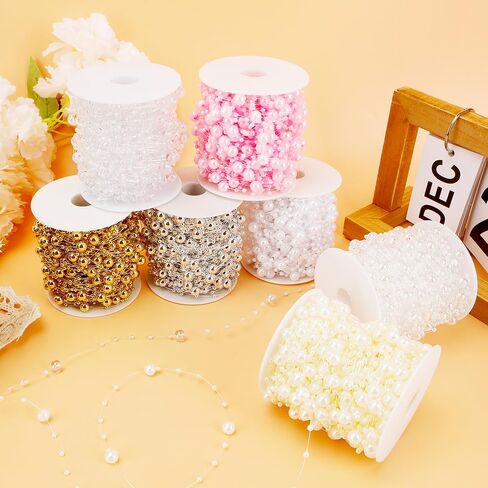 لؤلؤة حبة جارلاند لؤلؤة جارلاند لشجرة عيد الميلاد 98 قدمًا من اللؤلؤ الاصطناعي سلسلة من حبات اللؤلؤ سلسلة خرزة لفة من أجل باقة الحرف اليدوية المنزلية وحفلات الزفاف وحفلات عيد الميلاد (أحمر) in Kuwait