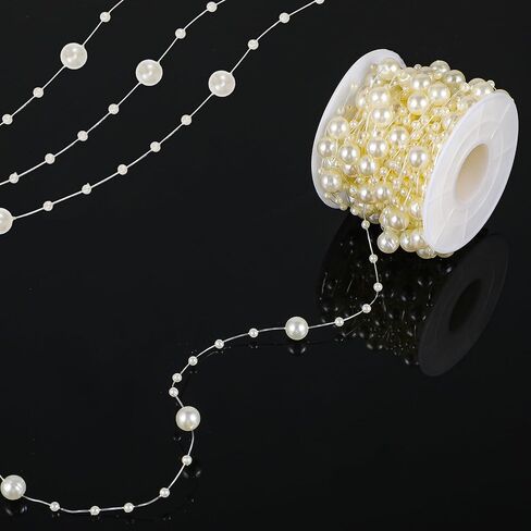خيوط اللؤلؤ لتزيين سلسلة الخرز الاصطناعي للحرف اليدوية، حبلا من اللؤلؤ الصناعي لحفلات الزفاف وباقة الزهور المركزية لتزيين حفلات شجرة الكريسماس 8+3 مم، 10 متر in Kuwait