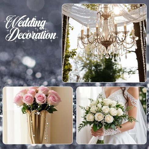 خيوط اللؤلؤ لتزيين سلسلة الخرز الاصطناعي للحرف اليدوية، حبلا من اللؤلؤ الصناعي لحفلات الزفاف وباقة الزهور المركزية لتزيين حفلات شجرة الكريسماس 8+3 مم، 10 متر in Kuwait