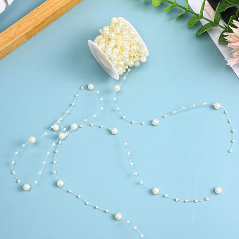 خيوط اللؤلؤ لتزيين سلسلة الخرز الاصطناعي للحرف اليدوية، حبلا من اللؤلؤ الصناعي لحفلات الزفاف وباقة الزهور المركزية لتزيين حفلات شجرة الكريسماس 8+3 مم، 10 متر in Kuwait