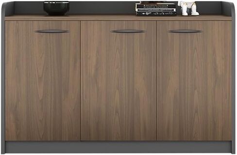 Filing Cabinet Three Door Office Storage Low Cabinet File Wooden with Handle Storage Data Storage Cabinet(Brown) in Saudi Arabia