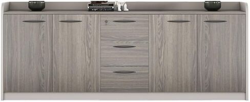 Filing Cabinet Three Doors Three Drawers Office Storage Low Cabinet File Wooden with Handle Storage Data Storage Cabinet(Gris) in Saudi Arabia