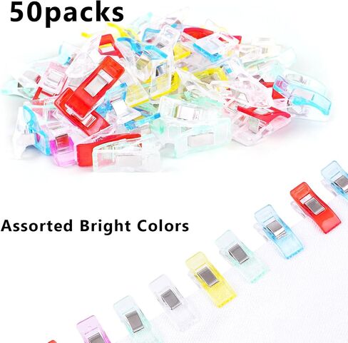 50 Pcs Premium Plastic Clips, Sewing Notions for Sewing Quilting Supplies Crafting Tools, Sewing Clips, Sewing Supplies, Assorted Colors for Craft in Saudi Arabia