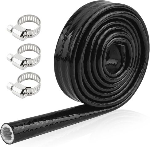 5Ft 3/8" ID Fuel Line Heat Shield Sleeve,Heat Resistant Wire Heats Shield with 3PCS Stainless Steel Clips,Heats Sleeve Automotive for Automotive Hoses and Wires Car Accessories in Saudi Arabia