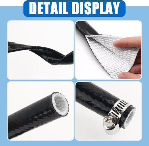 5Ft 3/8" ID Fuel Line Heat Shield Sleeve,Heat Resistant Wire Heats Shield with 3PCS Stainless Steel Clips,Heats Sleeve Automotive for Automotive Hoses and Wires Car Accessories in Saudi Arabia
