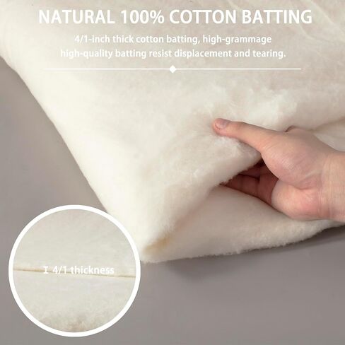 Natural Cotton Batting for Quilting, Batting for Sewing Handmade Quilts All Season Light Weight Quilt Batting for Quilts, Craft and Wearable Arts 200GSM 47x59 Inch in Saudi Arabia