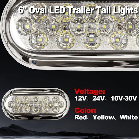 6 inch Oval Truck Side Marker Light 16 LED Trailer Lights Stop Brake Turn Signal lights for Trucks, Trailers, Boats, RV (White) in Saudi Arabia