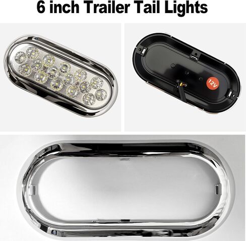 6 inch Oval Truck Side Marker Light 16 LED Trailer Lights Stop Brake Turn Signal lights for Trucks, Trailers, Boats, RV (White) in Saudi Arabia