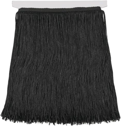 5 Yards Sewing Fringe Trim Tassel Sewing Trim Lace Polyerter Fibre Tassel for Clothes Accessories Latin Wedding Dress and DIY Lamp Shade Decoration (Black, 8 Inches Wide) in Saudi Arabia