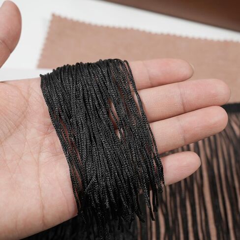 5 Yards Sewing Fringe Trim Tassel Sewing Trim Lace Polyerter Fibre Tassel for Clothes Accessories Latin Wedding Dress and DIY Lamp Shade Decoration (Black, 8 Inches Wide) in Saudi Arabia