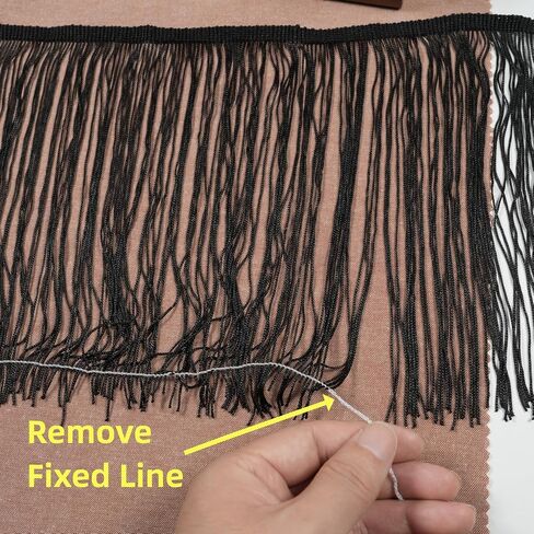 5 Yards Sewing Fringe Trim Tassel Sewing Trim Lace Polyerter Fibre Tassel for Clothes Accessories Latin Wedding Dress and DIY Lamp Shade Decoration (Black, 8 Inches Wide) in Saudi Arabia
