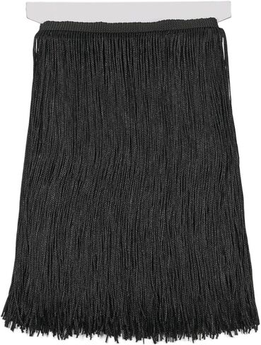 5 Yards Sewing Fringe Trim Tassel Sewing Trim Lace Polyerter Fibre Tassel for Clothes Accessories Latin Wedding Dress and DIY Lamp Shade Decoration (Black, 8 Inches Wide) in Saudi Arabia