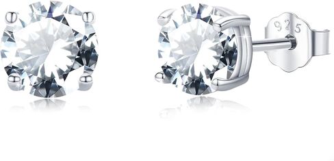 MEDWISE Simple Malachite/Turquoise/Moonstone/Zirconia Earrings 925 Sterling Silver Malachite Stud Earrings 6mm Round Mallache Earrings Peacock Stone Jewelry Gifts for Women Wife in Kuwait