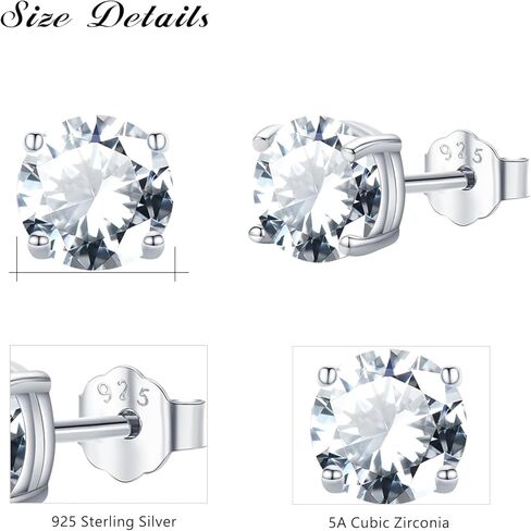 MEDWISE Simple Malachite/Turquoise/Moonstone/Zirconia Earrings 925 Sterling Silver Malachite Stud Earrings 6mm Round Mallache Earrings Peacock Stone Jewelry Gifts for Women Wife in Kuwait