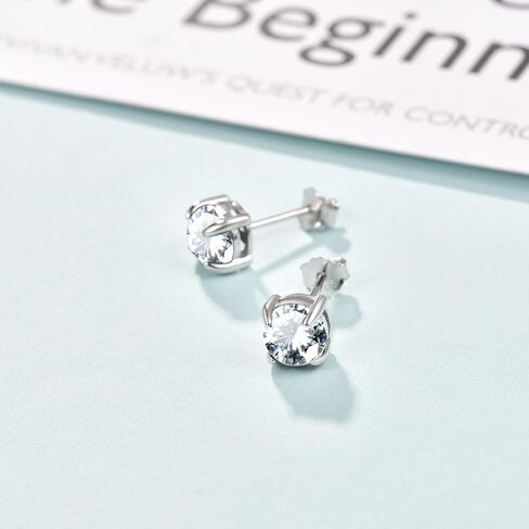 MEDWISE Simple Malachite/Turquoise/Moonstone/Zirconia Earrings 925 Sterling Silver Malachite Stud Earrings 6mm Round Mallache Earrings Peacock Stone Jewelry Gifts for Women Wife in Kuwait