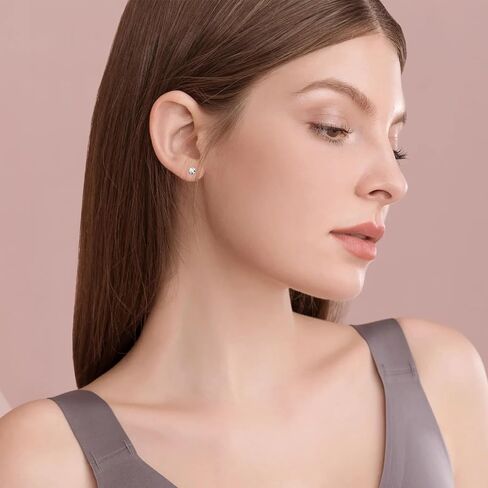 MEDWISE Simple Malachite/Turquoise/Moonstone/Zirconia Earrings 925 Sterling Silver Malachite Stud Earrings 6mm Round Mallache Earrings Peacock Stone Jewelry Gifts for Women Wife in Kuwait