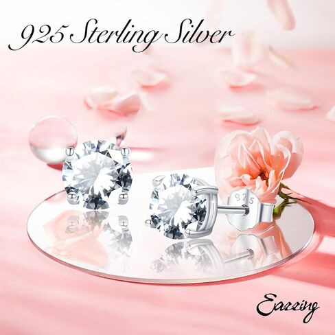 MEDWISE Simple Malachite/Turquoise/Moonstone/Zirconia Earrings 925 Sterling Silver Malachite Stud Earrings 6mm Round Mallache Earrings Peacock Stone Jewelry Gifts for Women Wife in Kuwait