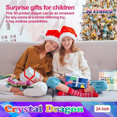 30 Inch Large Glow in The Dark 3D Printed Crystal Dragon Toy,Dragon Figurine Large Toy for Kids(Luminous Rainbow) in Saudi Arabia