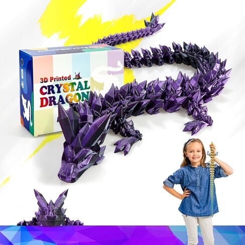 30 Inch Large Glow in The Dark 3D Printed Crystal Dragon Toy,Dragon Figurine Large Toy for Kids(Luminous Rainbow) in Saudi Arabia