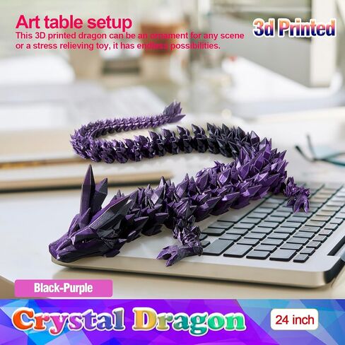 30 Inch Large Glow in The Dark 3D Printed Crystal Dragon Toy,Dragon Figurine Large Toy for Kids(Luminous Rainbow) in Saudi Arabia