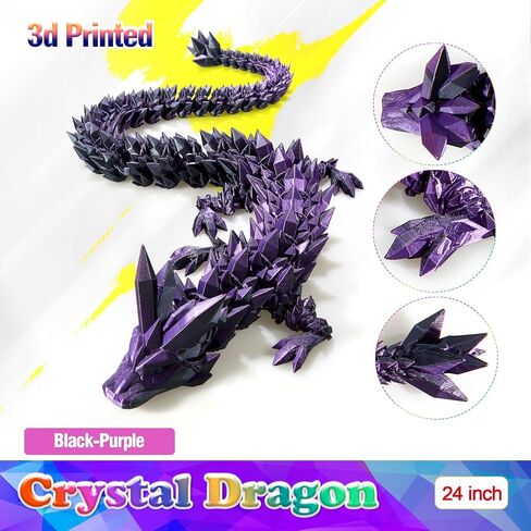 30 Inch Large Glow in The Dark 3D Printed Crystal Dragon Toy,Dragon Figurine Large Toy for Kids(Luminous Rainbow) in Saudi Arabia