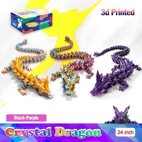 30 Inch Large Glow in The Dark 3D Printed Crystal Dragon Toy,Dragon Figurine Large Toy for Kids(Luminous Rainbow) in Saudi Arabia