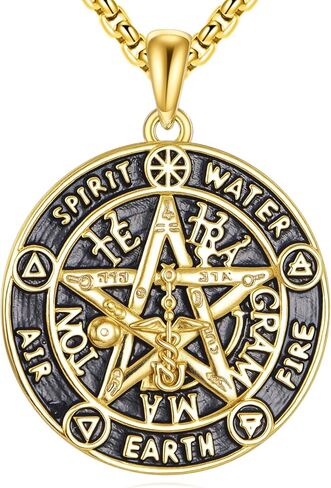 Sterling Silver Tetragrammaton Necklace for Women Men Abalone Shell Pentagram Pendant Necklace Wiccan Protection Amulet Pentacle Star Jewelry Gift for Wife Husband in Saudi Arabia