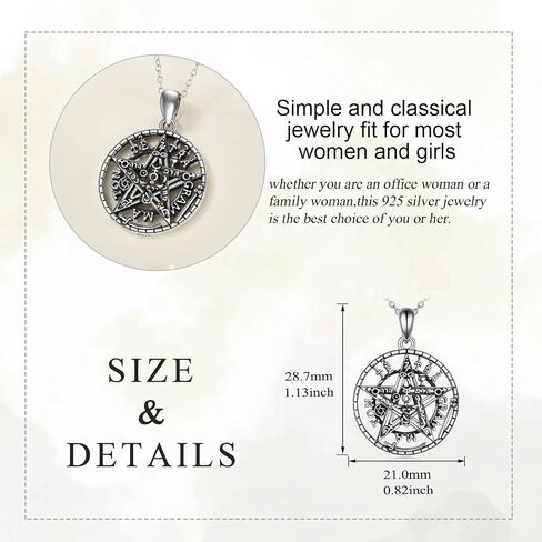 Sterling Silver Tetragrammaton Necklace for Women Men Abalone Shell Pentagram Pendant Necklace Wiccan Protection Amulet Pentacle Star Jewelry Gift for Wife Husband in Kuwait
