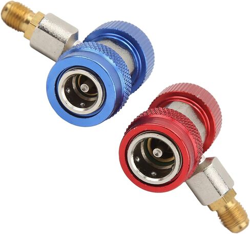 CHICIRIS R134A AC تكييف الهواء مقرنة سريعة عالية منخفضة محول لHVAC، ارتفاع معدل التدفق موصلات سريعة لمجموعة قياس التيار المتردد، الأحمر والأزرق، مجموعة من 2 in Kuwait