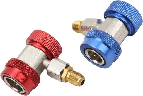 CHICIRIS R134A AC تكييف الهواء مقرنة سريعة عالية منخفضة محول لHVAC، ارتفاع معدل التدفق موصلات سريعة لمجموعة قياس التيار المتردد، الأحمر والأزرق، مجموعة من 2 in Kuwait