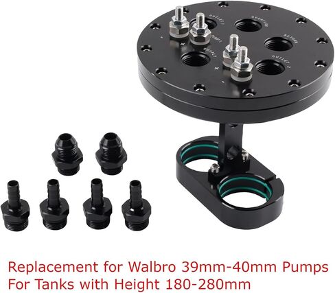 Fuel Pump Hanger Assembly Twin Fuel Pump Bracket 39mm Suits Single Dual Replacement Compatible for Walbro 39mm-40mm Pumps Aluminum Black in Saudi Arabia